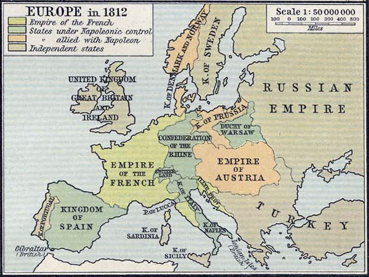 Map of Europe, 1812